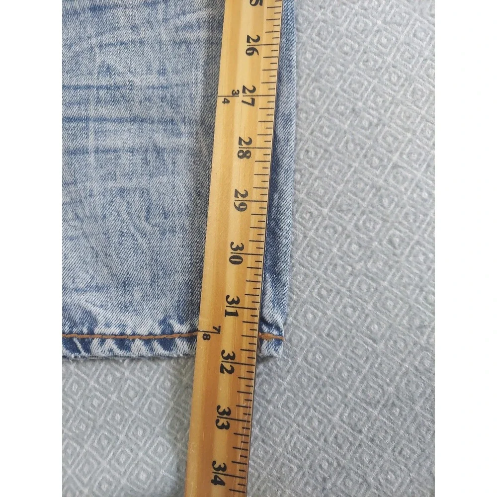 True Religion Jeans Mens 32 Light Blue Ricky Super T Straight Acid Wash Denim
